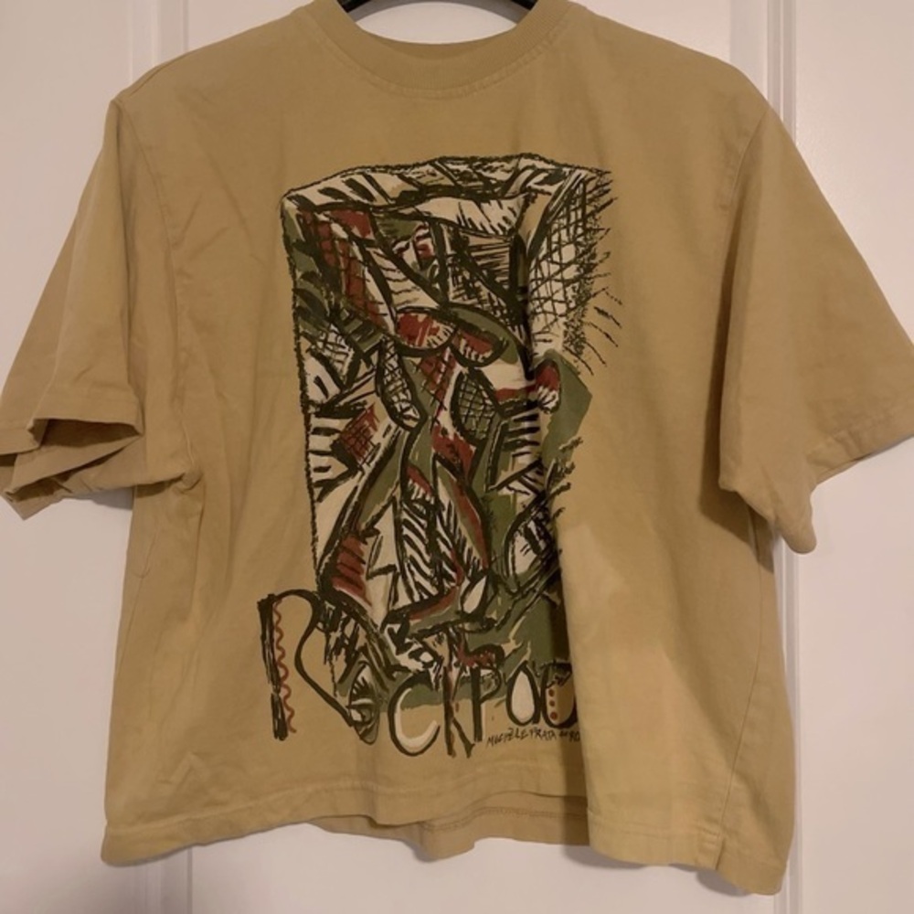 Vintage yellow abstract art ROCKPOOLUSA tshirt “one size fits all”
